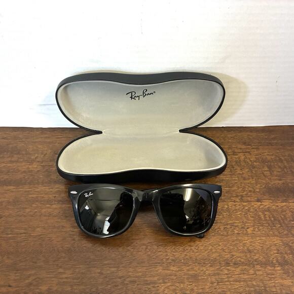 Ray-ban RB4105 601 50 22 3N Folding Wayfarer Glasses Black Frame - Picture 1 of 12